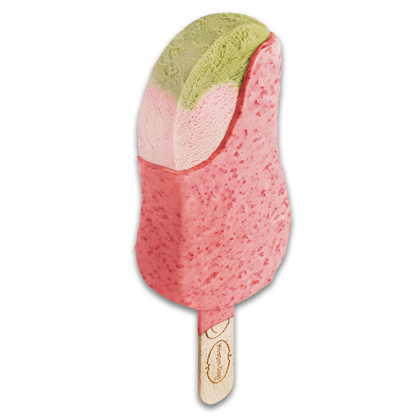 Stick bar ice cream flavour strawberry and green tea