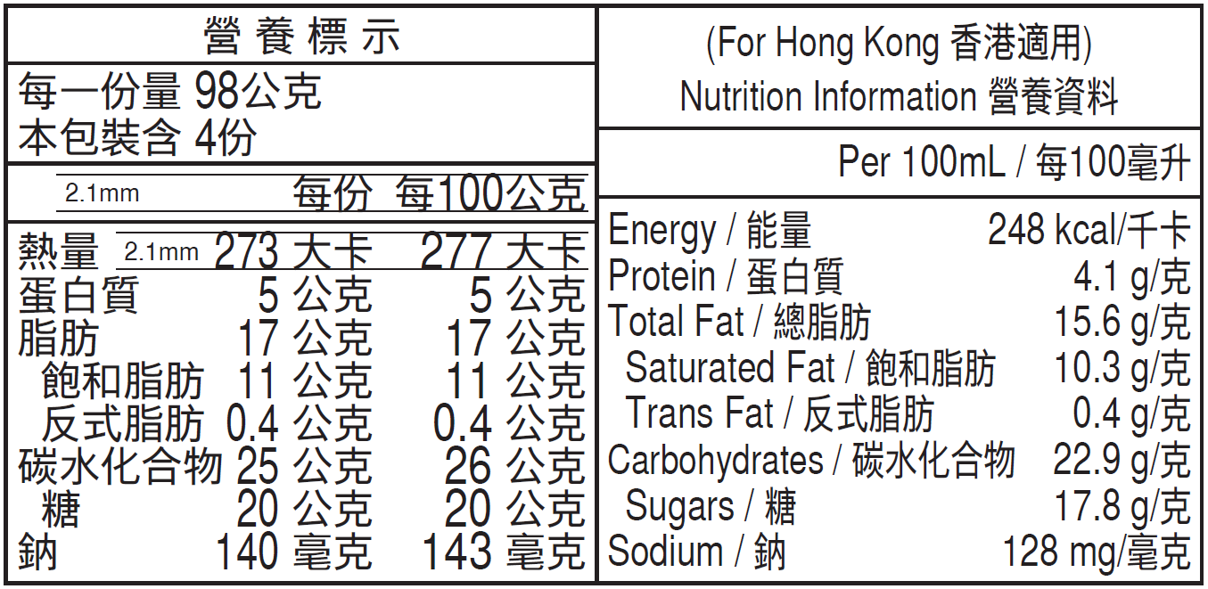 Caramel Biscuit and- Cream- Pint Nutrition Image