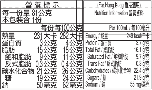 macaron Double Chocolate Ganache Minicup Nutrition