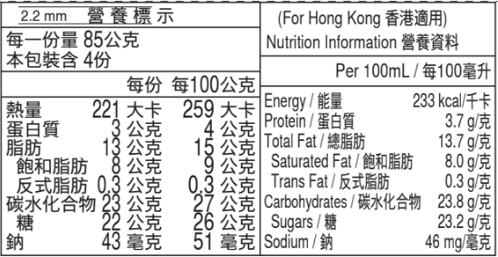 Macaron Strawberry & Raspberry Pint Nutrition