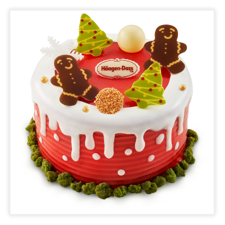 Haagen Dazs decorated cake in Holiday Greeting theme
